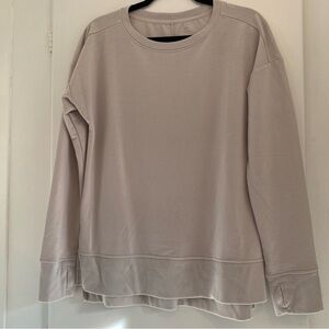 Apana Oversized Slouchy Cream Athleisure Split Hem Sweatshirt Workout Casual L